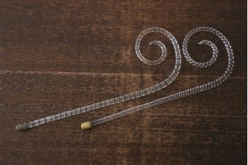 フランスアンティーク　ビクトリア朝　glass Epergne　ワセリンガラス　華やかなガラス製のセンターピース(テーブルウェア、オブジェ)(R-039549)