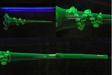 フランスアンティーク　ビクトリア朝　glass Epergne　ワセリンガラス　華やかなガラス製のセンターピース(テーブルウェア、オブジェ)(R-039549)