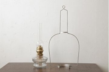 ヴィンテージ雑貨　アメリカビンテージ　未使用品　青色のアルミシェードがかわいらしいオイルランプ(吊り下げランプ)(R-039557)