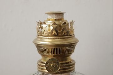 ヴィンテージ雑貨　アメリカビンテージ　未使用品　青色のアルミシェードがかわいらしいオイルランプ(吊り下げランプ)(R-039557)