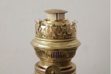 ビンテージ雑貨　アメリカビンテージ　未使用品　デッドストック　青色のアルミシェードがかわいらしいオイルランプ(吊り下げランプ)(R-039558)