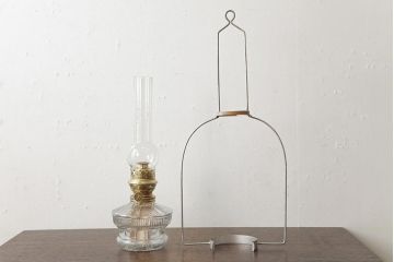 ビンテージ雑貨　アメリカビンテージ　未使用品　デッドストック　青色のアルミシェードがかわいらしいオイルランプ(吊り下げランプ)(R-039558)