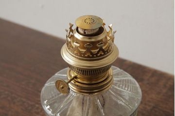 ビンテージ雑貨　アメリカビンテージ　未使用品　デッドストック　青色のアルミシェードがかわいらしいオイルランプ(吊り下げランプ)(R-039559)