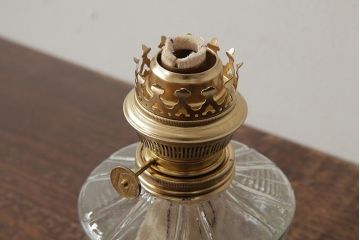 ビンテージ雑貨　アメリカビンテージ　未使用品　デッドストック　青色のアルミシェードがかわいらしいオイルランプ(吊り下げランプ)(R-039559)