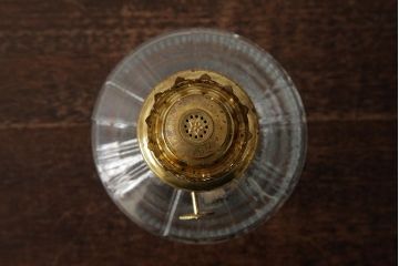 ビンテージ雑貨　アメリカビンテージ　未使用品　デッドストック　青色のアルミシェードがかわいらしいオイルランプ(吊り下げランプ)(R-039560)