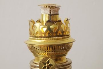 ヴィンテージ雑貨　アメリカビンテージ　未使用品　デッドストック　青色のアルミシェードがかわいらしいオイルランプ(吊り下げランプ)(R-039564)