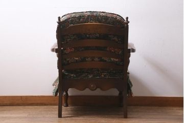中古　飛騨産業　キツツキ　穂高シリーズ　絵画のようなファブリックが素敵な1人掛けソファ(アームチェア)(R-039566)