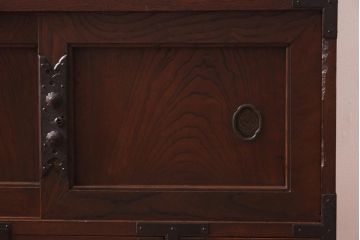 アンティーク家具　和製アンティーク　明治大正期　三方ケヤキ材　新潟県産　上手物!　上質な和の趣漂う帳場箪笥(和タンス、時代箪笥、収納棚、引き出し)(R-039576)