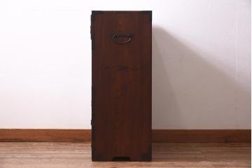 アンティーク家具　和製アンティーク　明治大正期　三方ケヤキ材　新潟県産　上手物!　上質な和の趣漂う帳場箪笥(和タンス、時代箪笥、収納棚、引き出し)(R-039576)