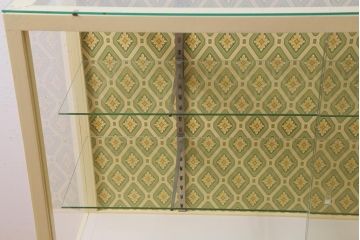 ビンテージ家具　ペイント　レトロな雰囲気がお洒落なガラスケース(ショーケース、陳列棚)(R-039578)