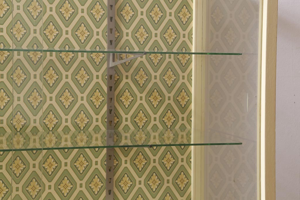 ビンテージ家具　ペイント　レトロな雰囲気がお洒落なガラスケース(ショーケース、陳列棚)(R-039578)