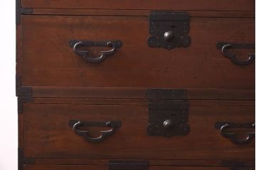 アンティーク家具　和製アンティーク　大正期　ヒノキ材　上品な佇まいが魅力の重ね箪笥(和タンス、衣装箪笥、引き出し)(R-039579)