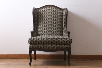 中古　アメリカ製　センチュリー社(CENTURY)　イギリスアンティーク調の1人掛けソファ(1Pソファ、一人掛け)(定価約85万円)(R-039588)