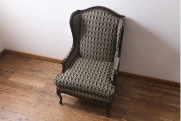 中古　アメリカ製　センチュリー社(CENTURY)　イギリスアンティーク調の1人掛けソファ(1Pソファ、一人掛け)(定価約85万円)(R-039588)