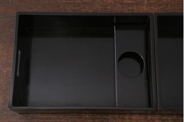 古民具・骨董　大正昭和初期　煙草盆一対　銅火入　漆器　箱付(R-039604)