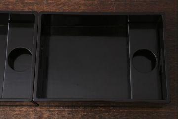 古民具・骨董　大正昭和初期　煙草盆一対　銅火入　漆器　箱付(R-039604)
