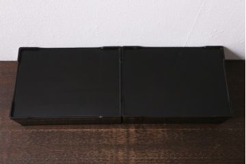 古民具・骨董　大正昭和初期　煙草盆一対　銅火入　漆器　箱付(R-039604)