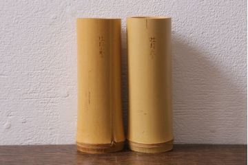 古民具・骨董　大正昭和初期　煙草盆一対　銅火入　漆器　箱付(R-039604)