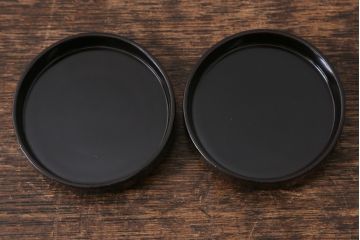 古民具・骨董　大正昭和初期　煙草盆一対　銅火入　漆器　箱付(R-039604)