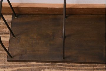 アンティーク雑貨　大正昭和初期　栓材一枚板　金属フレームと木の組み合わせが格好良い大型サイズの本立て(ブックスタンド)(R-039606)