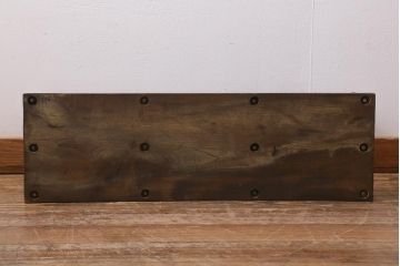 アンティーク雑貨　大正昭和初期　栓材一枚板　金属フレームと木の組み合わせが格好良い大型サイズの本立て(ブックスタンド)(R-039606)
