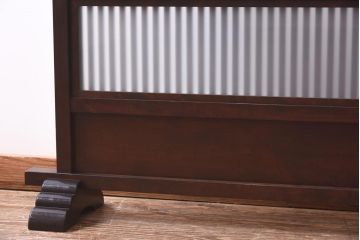 中古　松本民芸家具　上品な和の空間を演出するすりガラス付き衝立(つい立て、パーテーション)(R-039612)