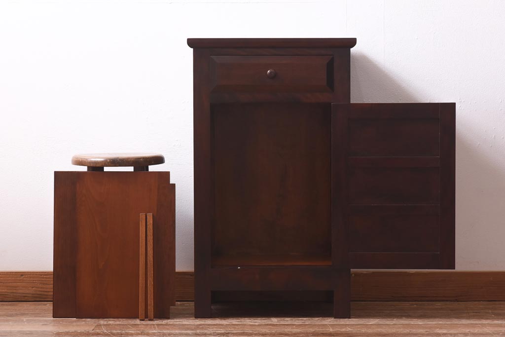 定価13万円◼️松本民芸家具 C型電話台 サイドチェスト 収納 リビング 民芸 定価13万円◼️松本民芸家具 C型電話台 サイドチェスト 収納