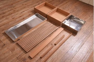 中古　民芸家具　網代引戸　柔らかな木味が上品な置水屋(茶水屋、茶道具、収納棚、引き出し)(R-039619)