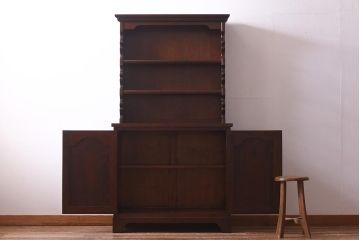 中古　松本民芸家具　#36型皿棚　品のある佇まいが素敵な食器棚(カップボード、収納棚、飾り棚)(定価36万円)(R-039628)