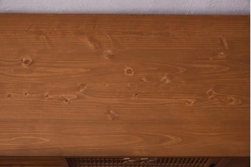 ラフジュ工房オリジナル　古建具リメイク　五七の桐紋　組子　上品な和の雰囲気が魅力的なテレビ台(ローボード、収納棚、テレビボード、書院戸)(R-039640)