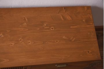 ラフジュ工房オリジナル　古建具リメイク　五七の桐紋　組子　上品な和の雰囲気が魅力的なテレビ台(ローボード、収納棚、テレビボード、書院戸)(R-039640)