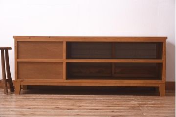 ラフジュ工房オリジナル　古建具リメイク　五七の桐紋　組子　上品な和の雰囲気が魅力的なテレビ台(ローボード、収納棚、テレビボード、書院戸)(R-039640)