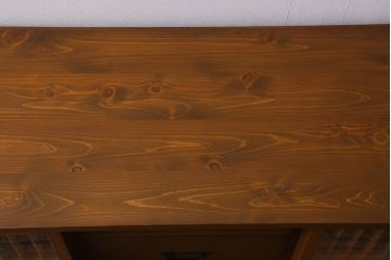 ラフジュ工房オリジナル　古建具リメイク　脚付き　組子　和テイストのお部屋におすすめなテレビ台(ローボード、収納棚、テレビボード、書院戸)(R-039662)