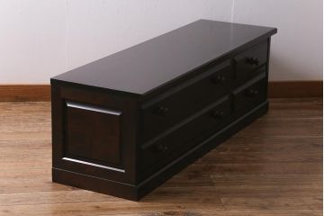 中古　北海道民芸家具　気品漂うベンチチェスト(ローボード、テレビボード、テレビ台、ローチェスト)(定価18万円)(R-039663)