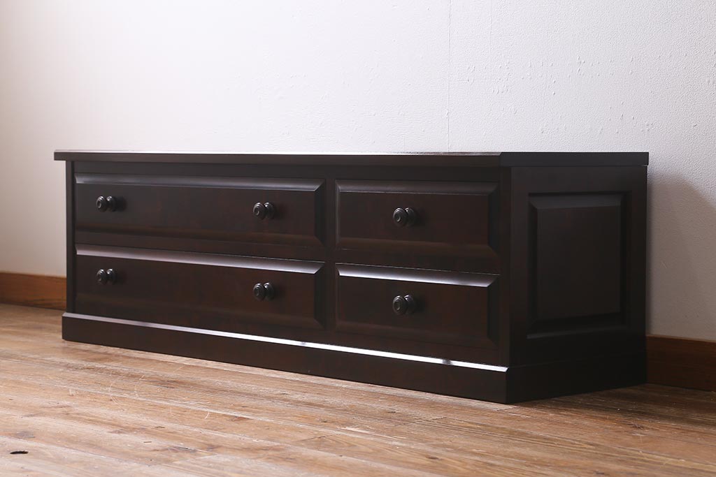 中古　北海道民芸家具　気品漂うベンチチェスト(ローボード、テレビボード、テレビ台、ローチェスト)(定価18万円)(R-039663)