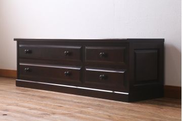 中古　北海道民芸家具　気品漂うベンチチェスト(ローボード、テレビボード、テレビ台、ローチェスト)(定価18万円)(R-039663)