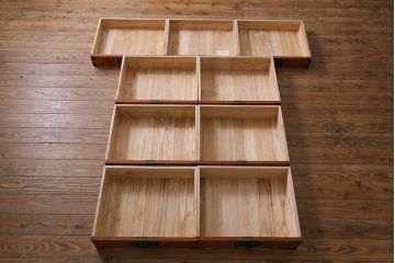 中古　伝統民芸家具　岩谷堂箪笥　9段・総引九ツ抽　立長タンス(ハイチェスト、和箪笥)(R-039664)
