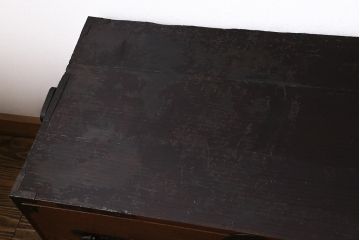 アンティーク家具　前面欅(ケヤキ)材共縁　和の雰囲気づくりに活躍する重ね会津箪笥(衣装箪笥、時代箪笥)(R-039665)