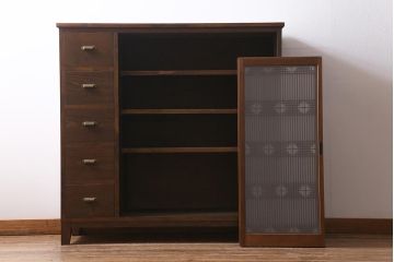 ラフジュ工房オリジナル　古建具リメイク　繊細な雰囲気漂う組子書院戸のキャビネット(戸棚、リビングボード)(R-039666)
