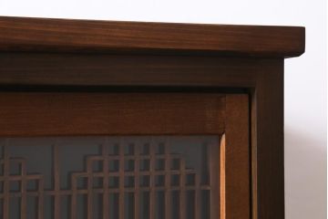ラフジュ工房オリジナル　古建具リメイク　繊細な雰囲気漂う組子書院戸のキャビネット(戸棚、リビングボード)(R-039666)