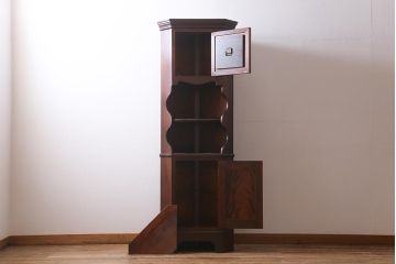 中古　松本民芸家具　シックなD型隅棚(コーナーキャビネット、ホールクロック、時計)(定価約49万円)(R-039669)