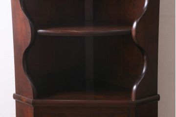 中古　松本民芸家具　シックなD型隅棚(コーナーキャビネット、ホールクロック、時計)(定価約49万円)(R-039669)
