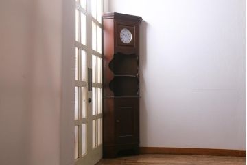 中古　松本民芸家具　シックなD型隅棚(コーナーキャビネット、ホールクロック、時計)(定価約49万円)(R-039669)
