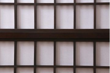 ビンテージ家具　松本民芸家具　上品な和の空間を演出する裏障子付き衝立(つい立て、パーテーション)(R-039674)