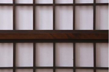 ビンテージ家具　松本民芸家具　上品な和の空間を演出する裏障子付き衝立(つい立て、パーテーション)(R-039675)