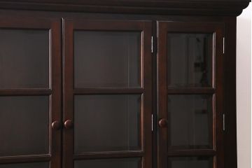 中古　松本民芸家具　見せる収納と隠す収納が一台で可能なF型食器棚(カップボード、飾り棚、収納棚、サイドボード、サイドキャビネット)(定価約100万円)(R-039679)