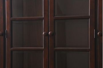 中古　松本民芸家具　見せる収納と隠す収納が一台で可能なF型食器棚(カップボード、飾り棚、収納棚、サイドボード、サイドキャビネット)(定価約100万円)(R-039679)