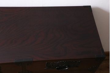 中古　欅産業　仙台箪笥　KC-3M　ケヤキ・桐材　職人技が光る牡丹金具の三.五尺箪笥(衣装箪笥、引き出し)(R-039682)