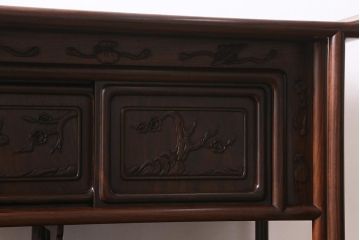 中古　民芸家具　漆塗り　紫檀材　大阪唐木指物　中澤唐木　紫峰作　職人こだわりの上質な飾り棚(茶棚、戸棚、収納棚)(R-039683)