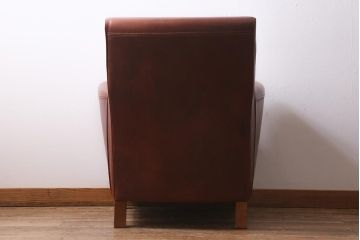 中古　イタリア製　baxter(バクスター)　OXFORDINE　牛革　ヴィンテージ感漂う1人掛けソファ(アームソファ、1Pソファ)(定価約86万円)(R-039685)